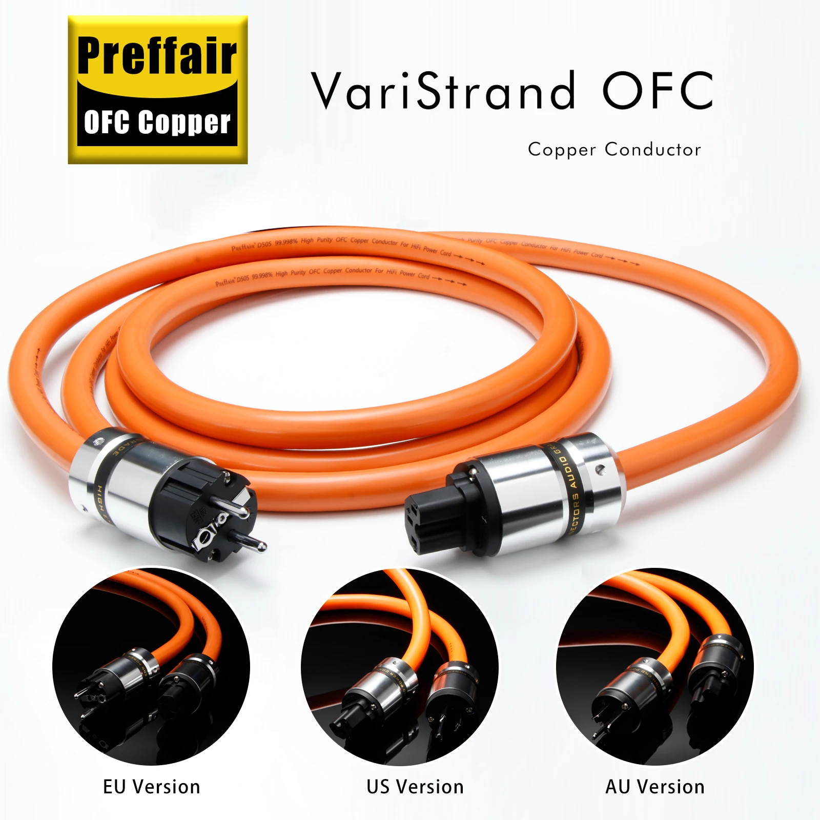 

Peffair 12AWG Varistrand 99.9998% OFC Copper Audio AC Power Cable 16A 250 Schuko Supply Cord With Rhodium Plated Plug