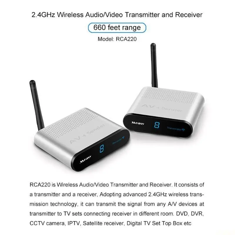 

B03F Беспроводной передатчик и приемник видео и аудио AV220 для домашнего офиса, 2,4 ГГц