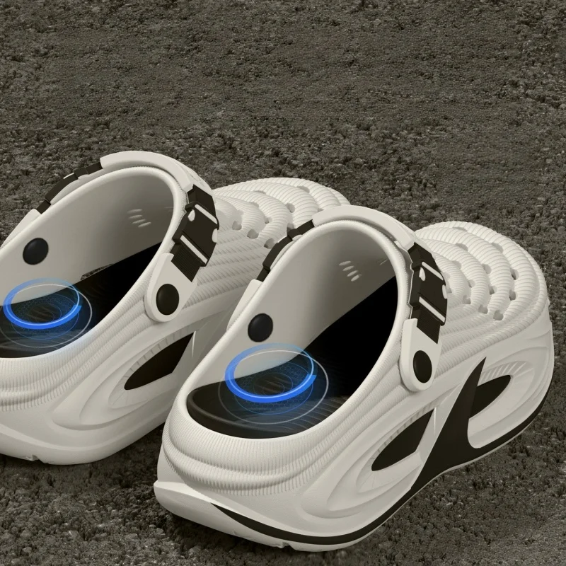 Men Chunky Clogs Color Block Thick Sole Sandals Breathable Garden Shoes Convertible Strap Korean Style Casual Slip On