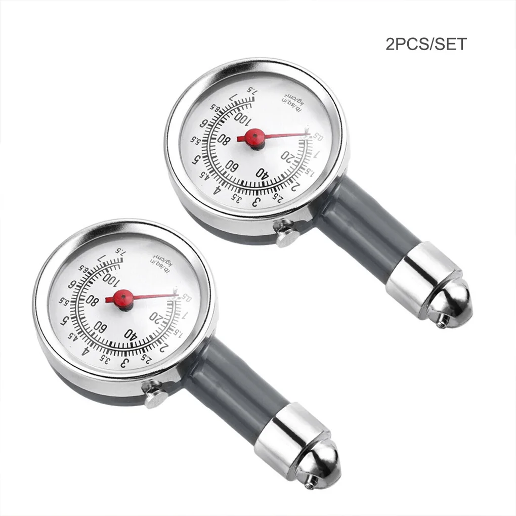 2Pcs Car Tire Pressure Gauge Meter Air Tester Diagnostic Metal Pump