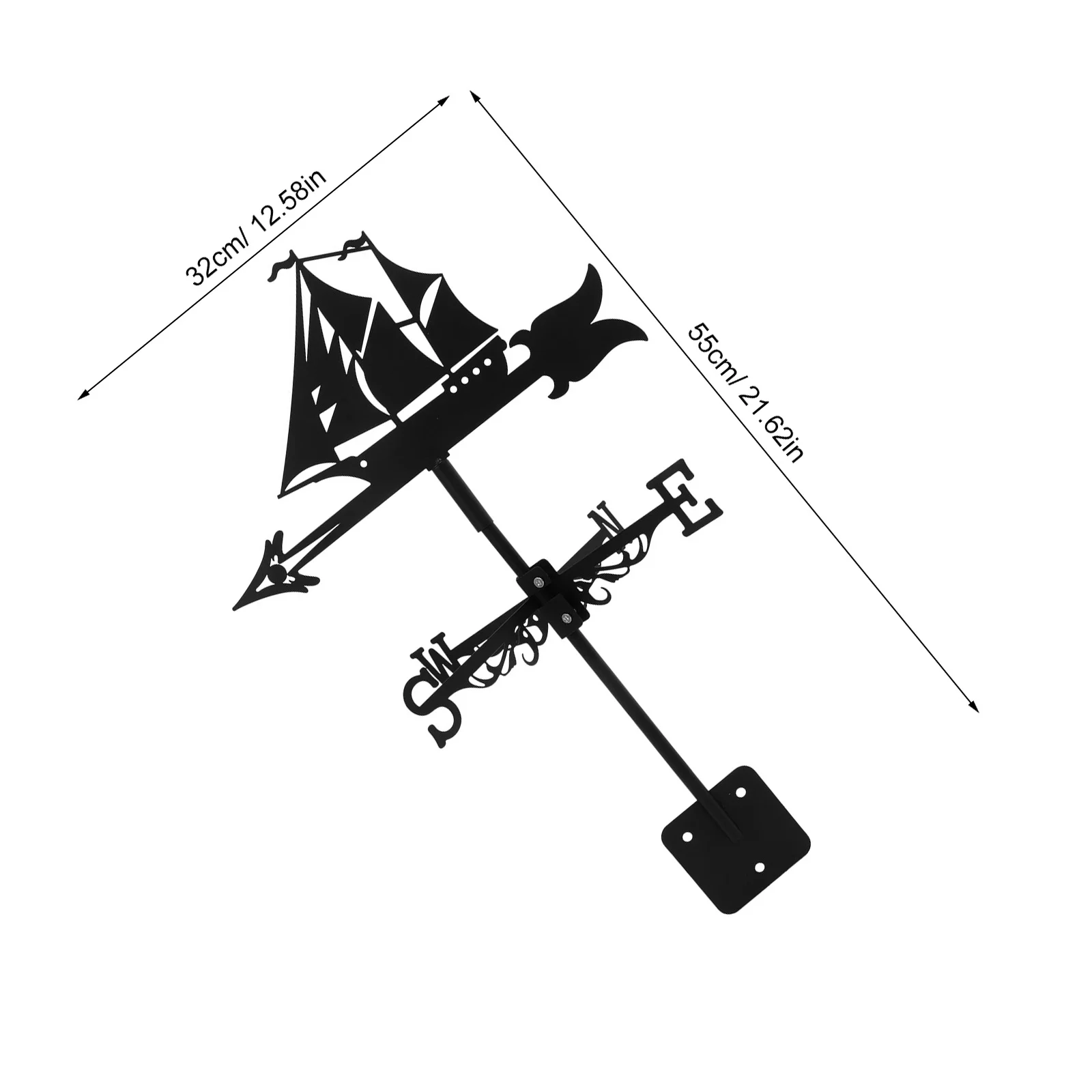 حديقة ريشة الطقس في الهواء الطلق مؤشر اتجاه الرياح المعدنية Weathervane خمر نمط دائم ديكورات للباحة ريشة الرياح الحديدية #4