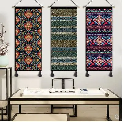 

elegant long colorful folk style geometric tapestry cotton linen kilim hanging cloth wall decor living room background cloth