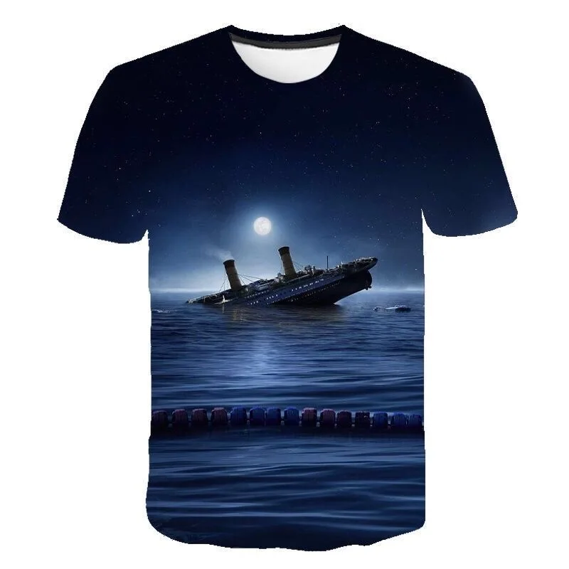 2024 New Trend Movie Titanic Jack 3D Printed T-Shirt Men's and Women's Casual Fashion Crew Neck Europe and America