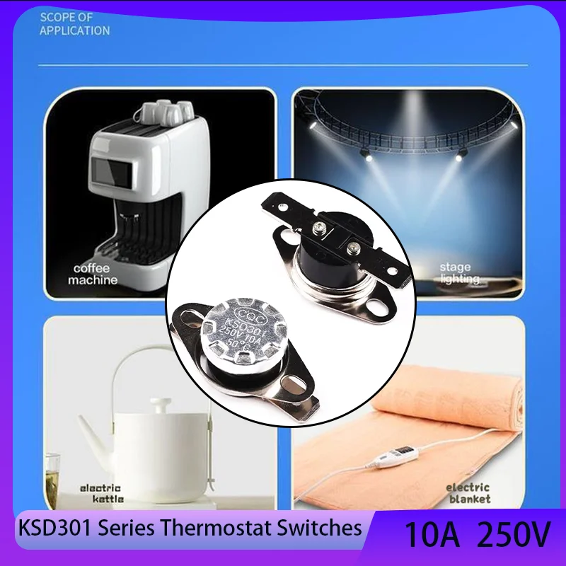 

3~25pcs KSD301 Switch Normally Open/Close 10A 250V 40-135 Degree Bakelite KSD-301 Temperature Switches Thermostat Sensor
