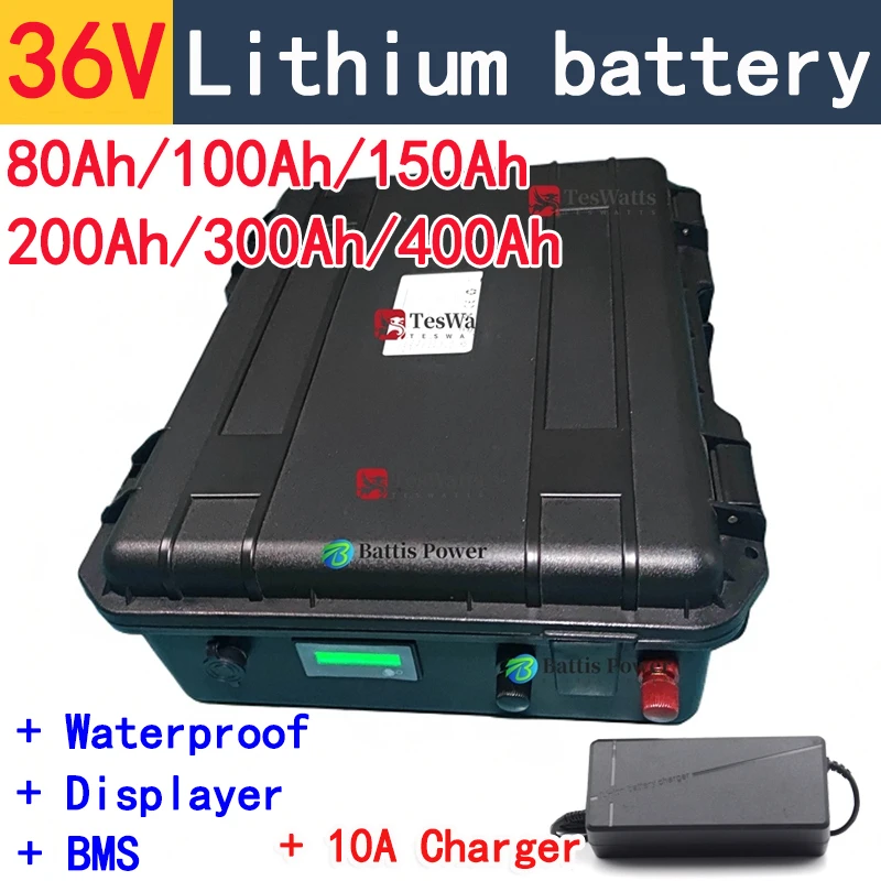 36V 40Ah 50Ah 80Ah 100Ah 200Ah 300Ah 400Ah lithium ion battery pack for 4000W 2000w tricycle scooter boat Solar energy EV