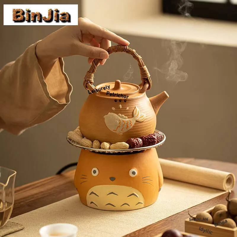 Cute Animasl Carbon Furnace Dry Fired Pot For Electric Stove Boiling Water Kettle Surrounding Tea Making Accessories Supplies
