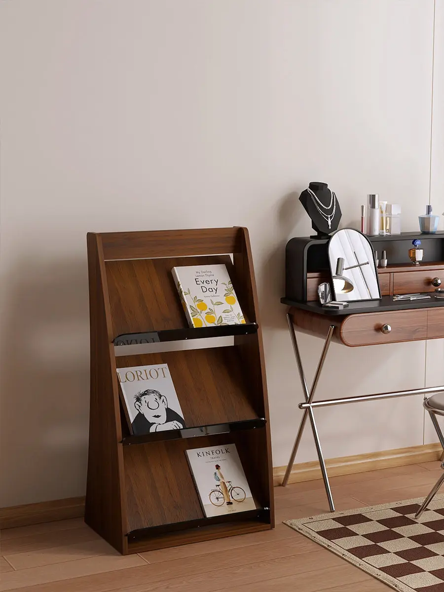 and Bookshelf, floor-standing book magazine rack, vintage-style wall-mounted shelf, living room display shelf for books and