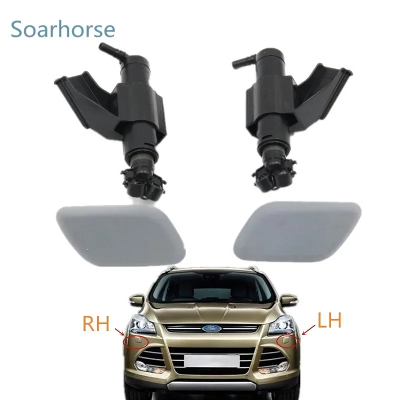 Car Headlight Washer Nozzle Headlamp spray Jet Cylinder with Cover Cap For Ford Kuga Escape 2013 2014 2015 2016