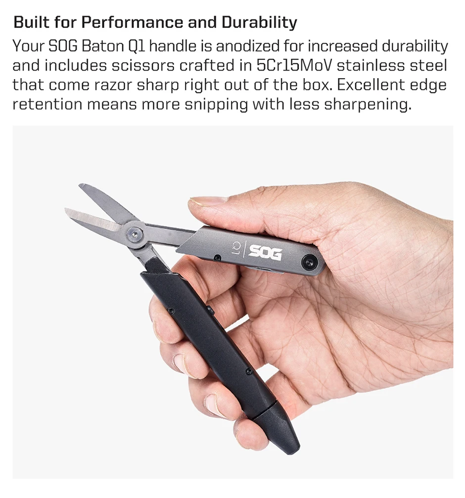 SOG Baton Q1 4-in-1 Multitool-Stift EDC Taschenwerkzeug mit Schere, Schraubendreher und Flaschenöffner für Angeln, Camping, Wandern und Outdoor-Ausrüstung – Detail 9