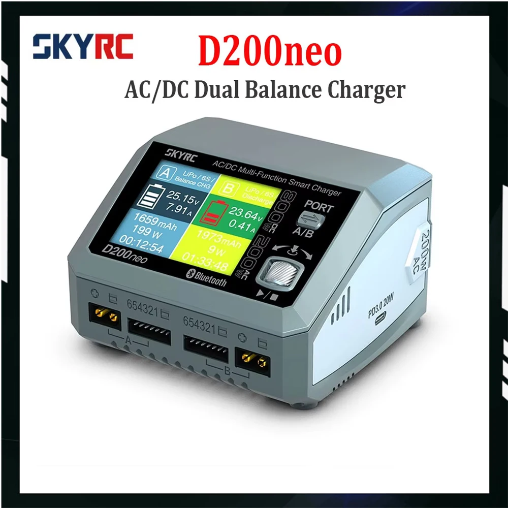 

SKYRC D200neo Charger AC 200W DC 800W 1-6S Lipo Battery Balance Charger Discharger Multi-Function Smart Charger