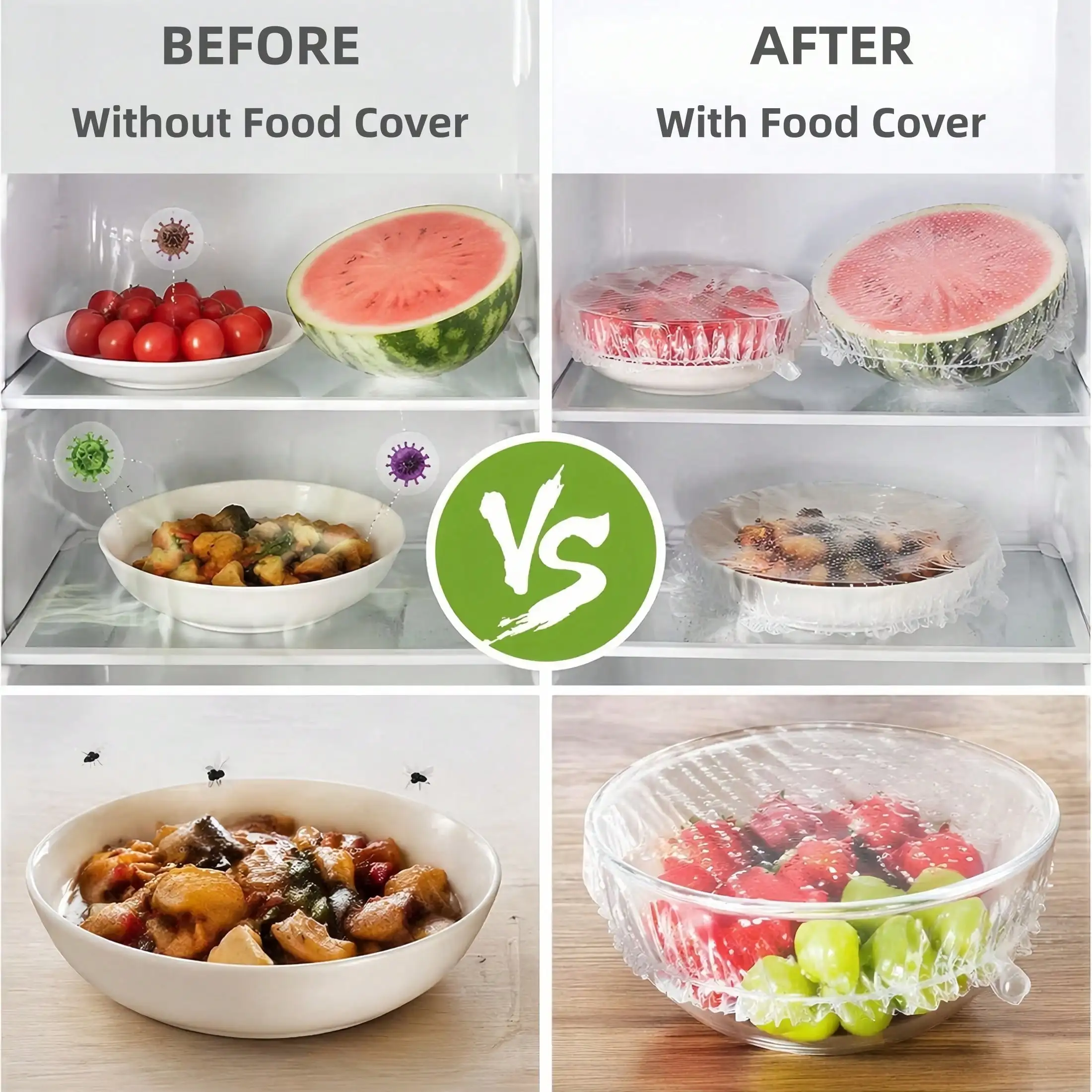 500 Pcs Disposable Food Covers, Colorful Stretchy Plastic Wrap with Elastic Edge for Bowls, Fresh Food Covers for Fruits, Multi-Functional Shrink Packaging Bags for Shower Head Shoe Covers