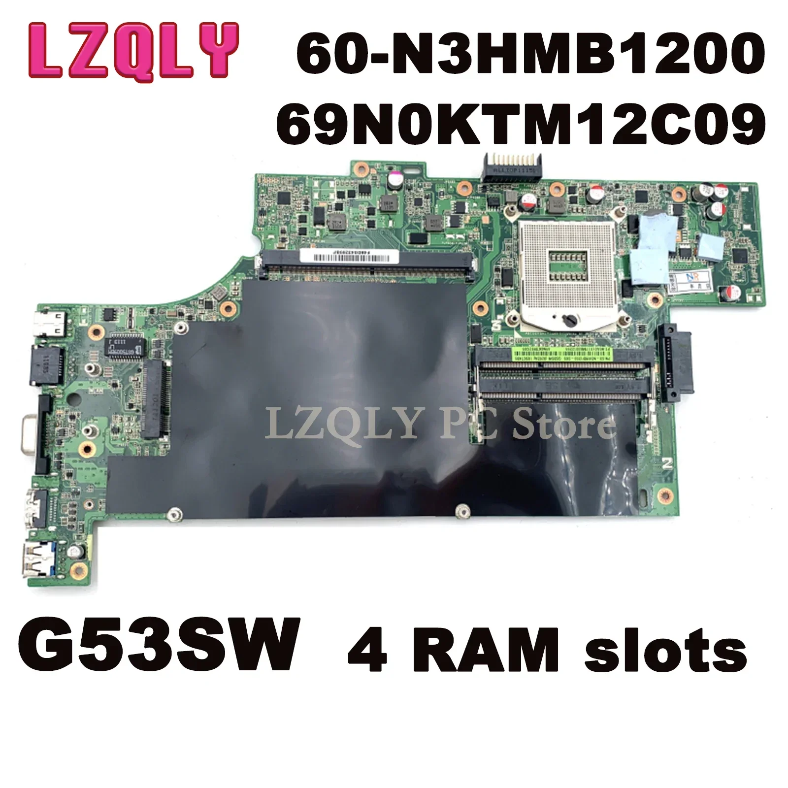 

LZQLY For Asus G53SW Laptop Motherboard 60-N3HMB1200 69N0KTM12C09 HM65 DDR3 4 RAM Slots Main Board Full Test