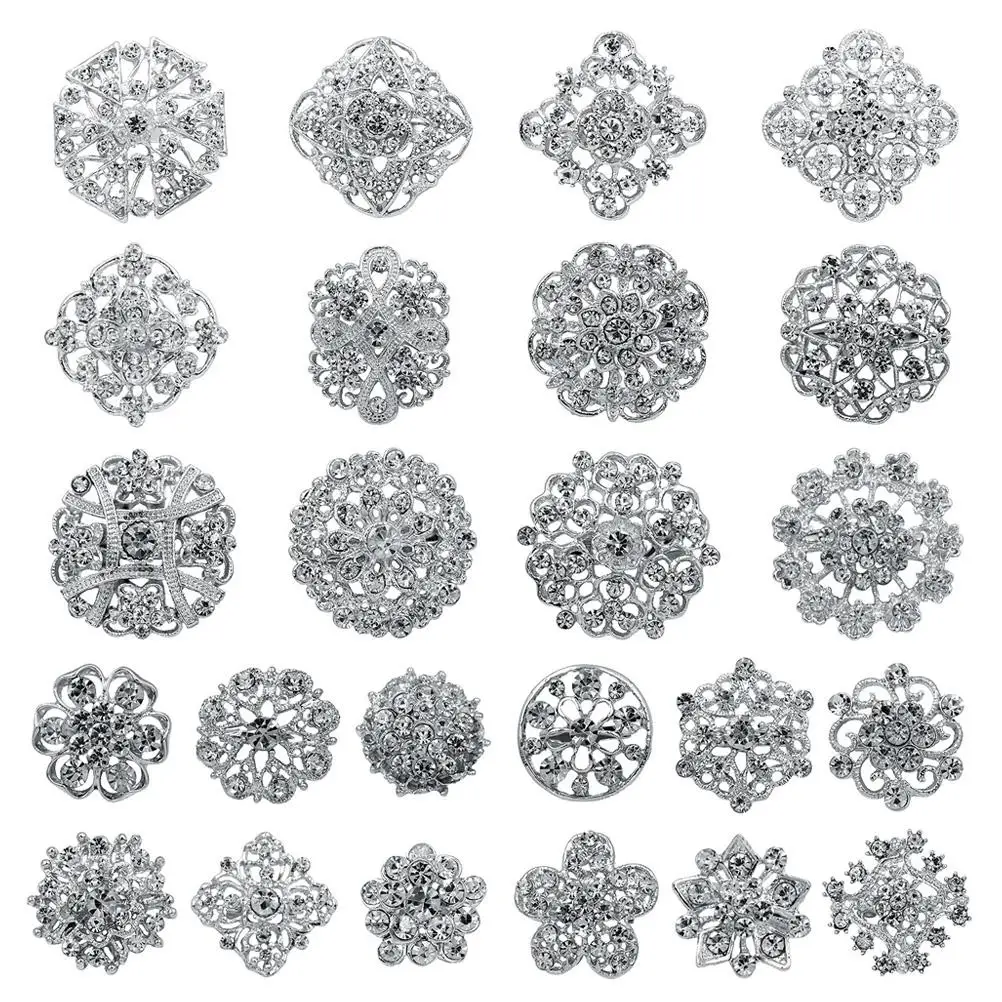 

24 Pcs Artificial Corsage Pin Miss Wedding Decor Decorations for Ceremony Rhinestones Coat Brooch