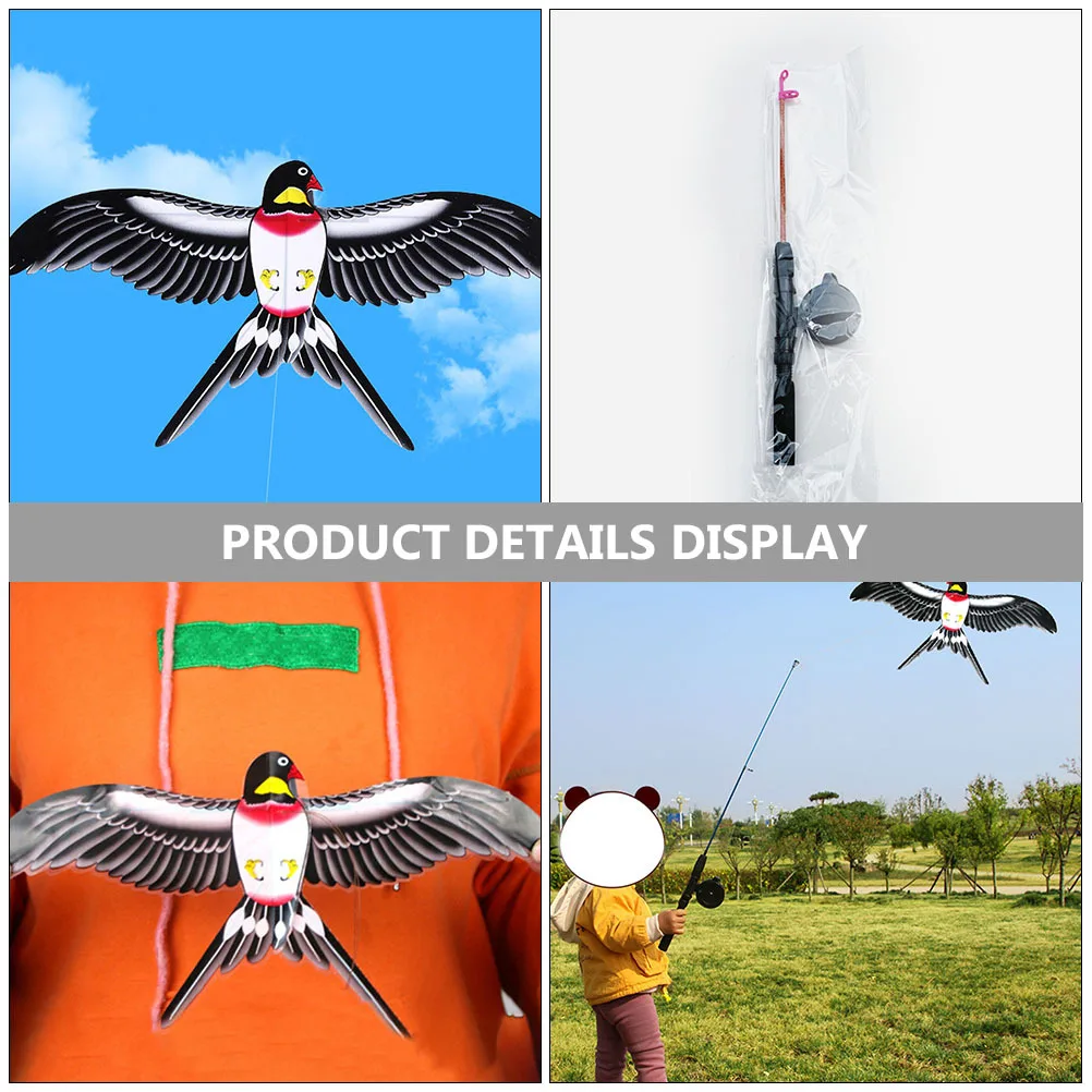 Cerf-volant d'oiseau d'hirondelle avec canne à pêche, facile à voler, cerf-volant d'extérieur pour enfants, couleur aléatoire, léger, rangement Simple et exquis