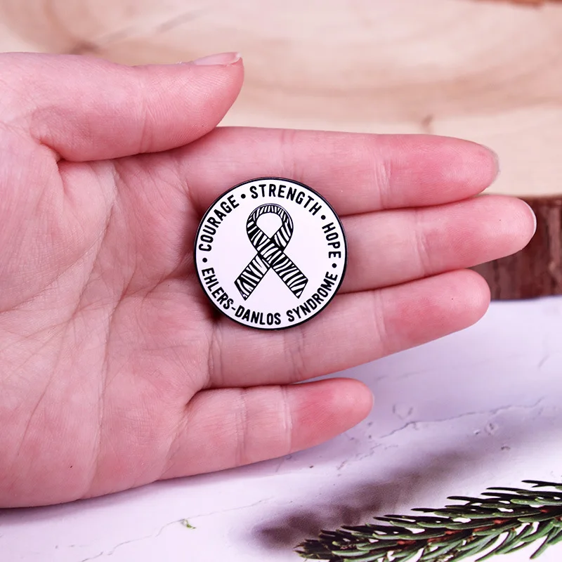 PBR277 ، قوة الشجاعة الأمل Ehlers-Danlos متلازمة EDS زيبرا الشريط المينا بروش شارة التلبيب دبوس الإكسسوارات الهدايا