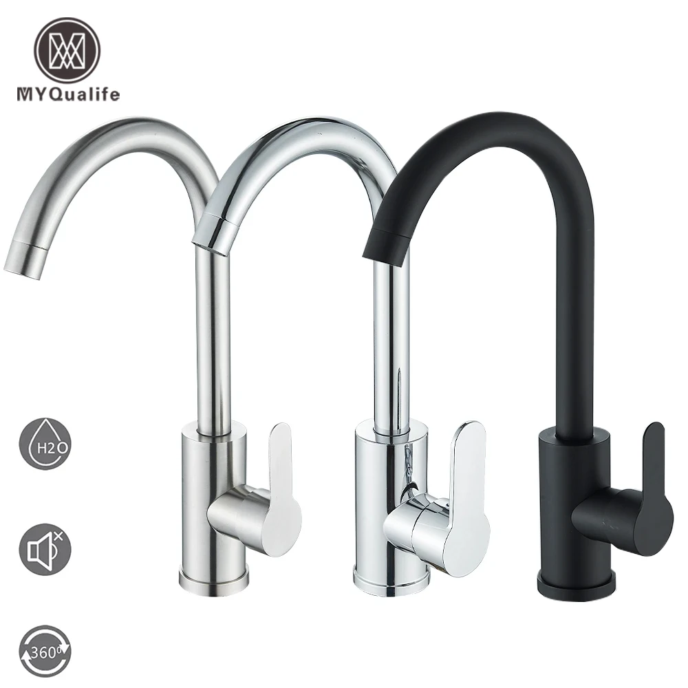 Rubinetto da cucina Rubinetti girevoli a 360° montati su piano Miscelatori Hnadle singoli per acqua calda fredda