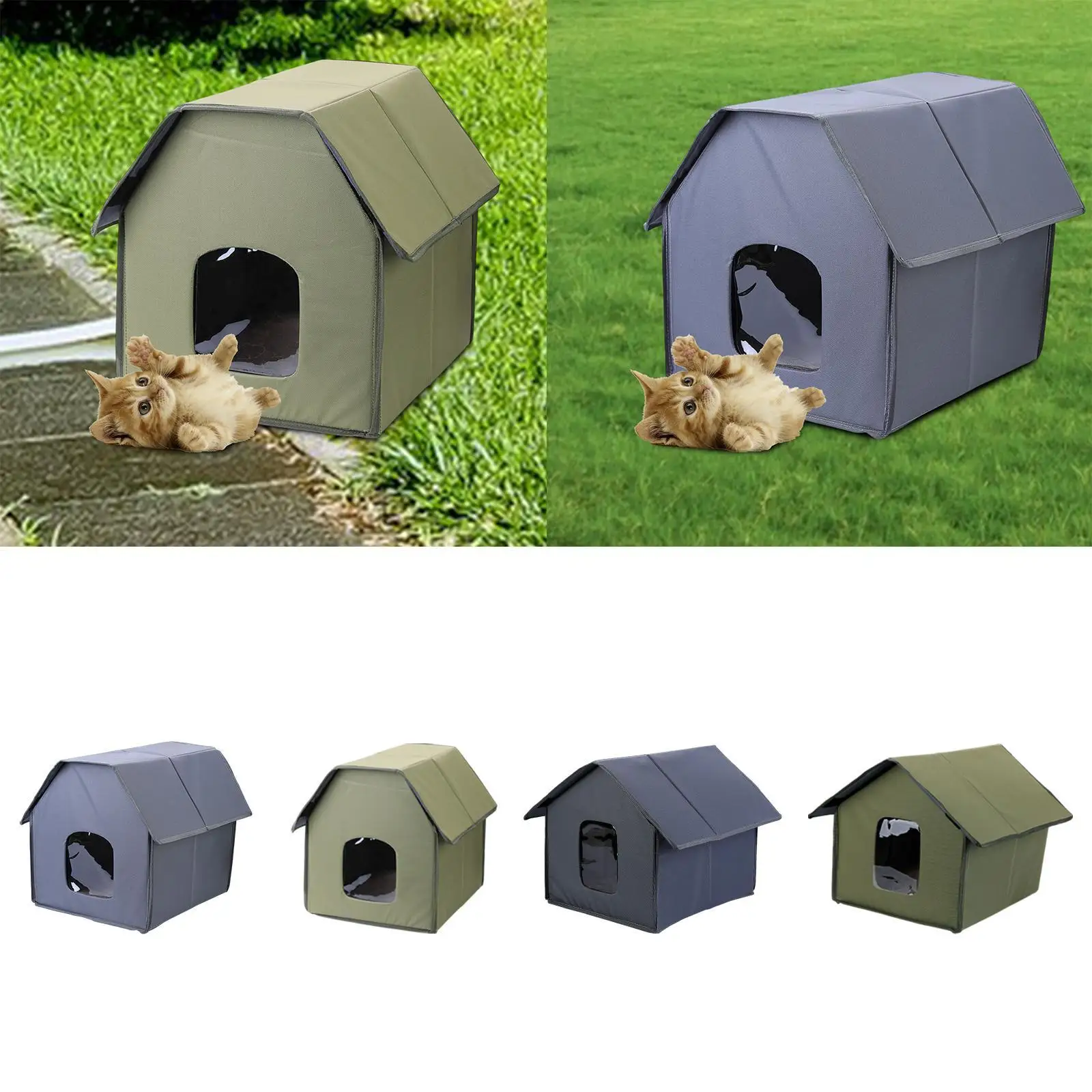 Cat House Outdoor Waterproof Removable Shelter Insulated Pet Bed for Winter Animal Home Garage Porch Use