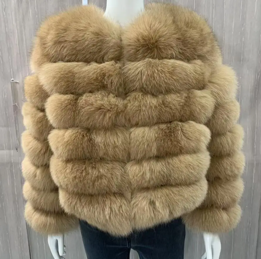 Real Fur Coat Women\'s Winter Warm Natural Fox Fur Coat High Quality  Luxury Fashion 50cm Short Jacket Wholesale Hot