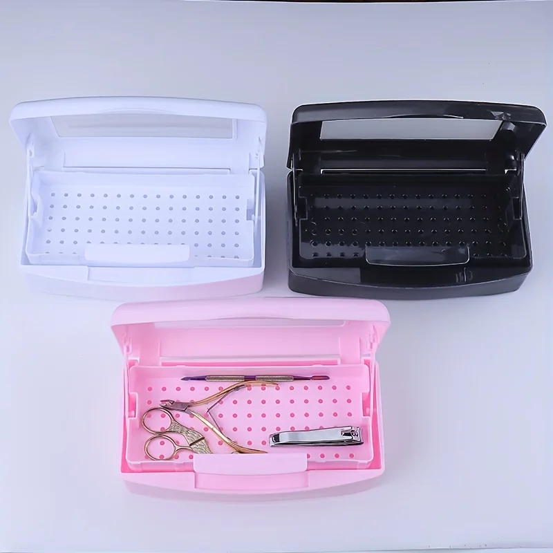 Nail Tool Disinfection Box Manicure Sterilizer Tray Acrylic Cleaning Case Nail Art Tools Storage Container Salon Equipment