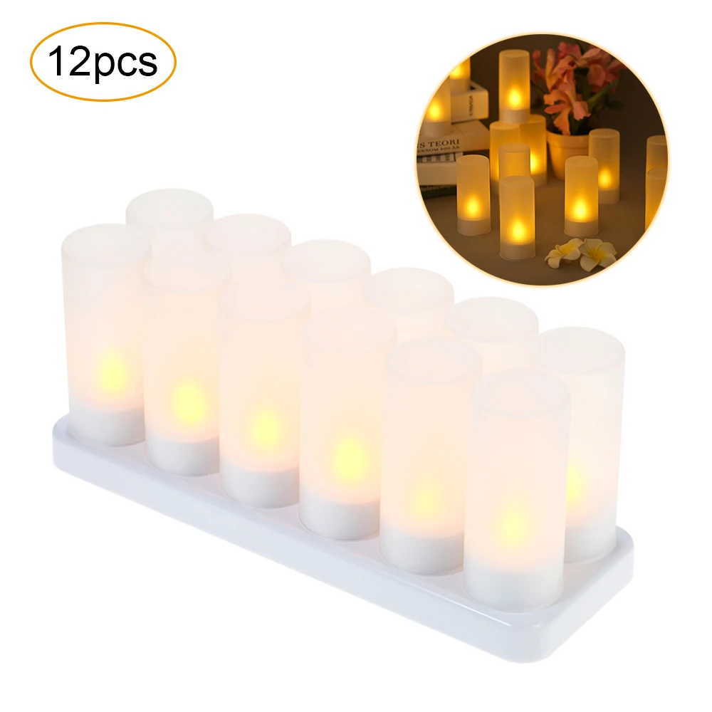 12pcs/zestaw świece LED świateł z matowymi kubkami żółte światło AC100-240V