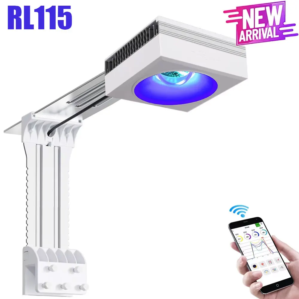 NEW PopBloom RL115 WiFi Marine Aquarium Light 115W, Professional Full Spectrum Aquarium Lamp for Reef Corals SPS/LPS Fish Tank