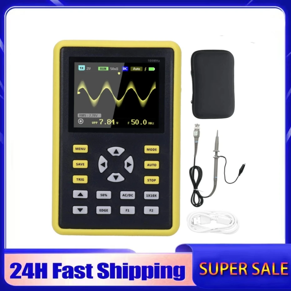 

FNIRSI-5012H 2.4-inch Screen Digital Oscilloscope 500MS/s Sampling Rate 100MHz Analog Bandwidth Support Waveform Storage