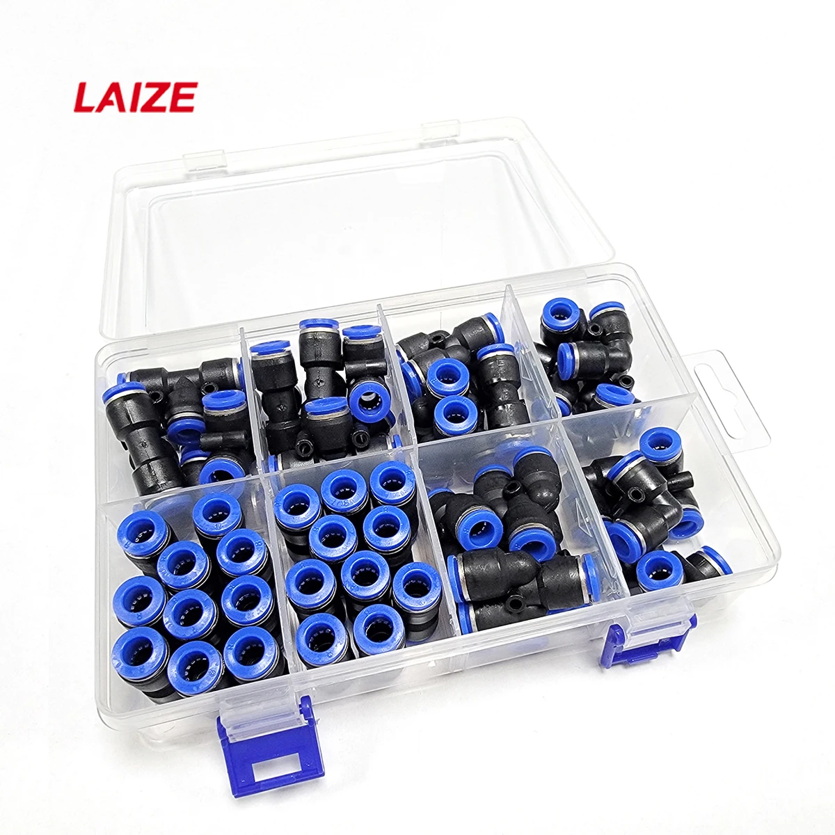 LAIZE 50/72Pcs/Box Pneumatic Push In Quick Fitting For Air PU/PE/PY/PV Straight Tee Elbow Plastic Hose Couplings OD6mm 8mm PU-8
