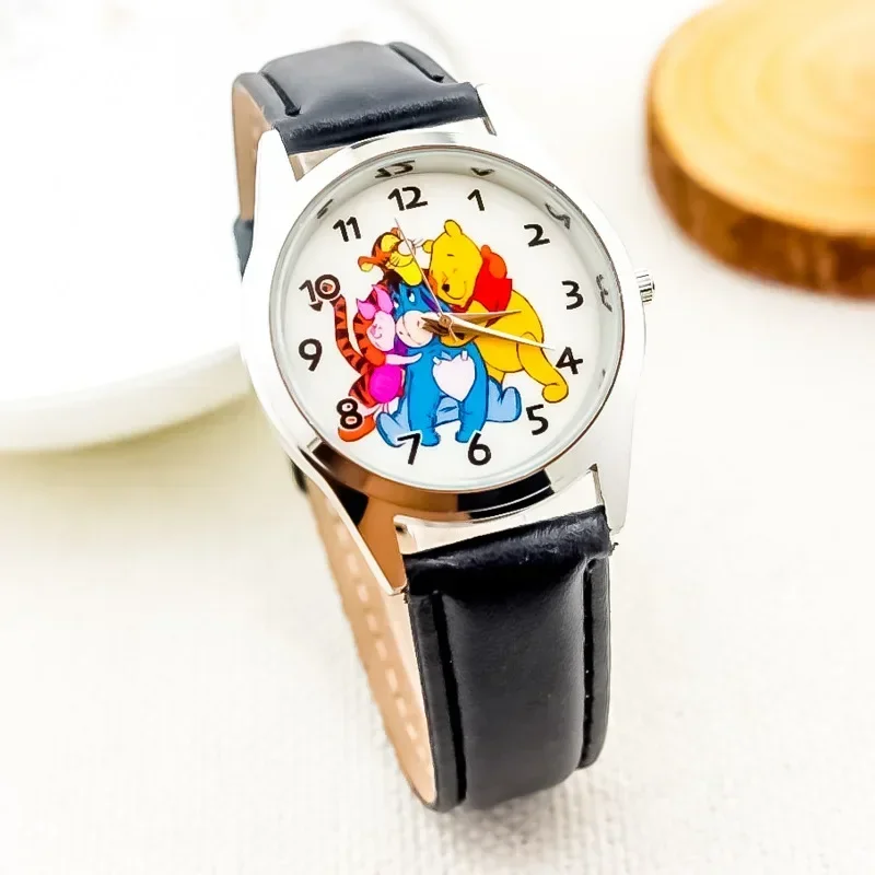 MINISO Disney Children\'s Watches Winnie Bear Tigger Piggy Pi Jie Yi Er Children\'s Watch Leather Band Glass Dial Watch