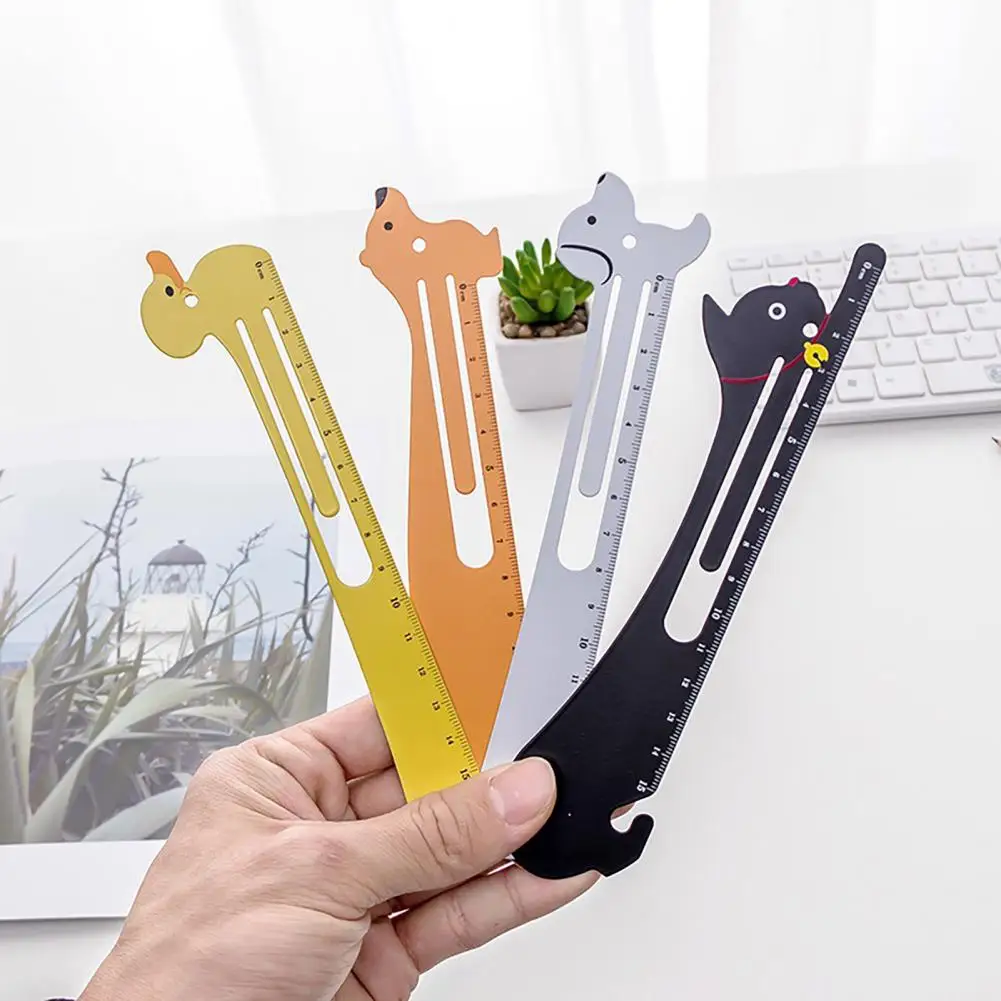 Metal Drafting Tool Cute Cartoon Metal Bookmark Ruler with High Strength Measuring Scale Adorable School Supplies for Students