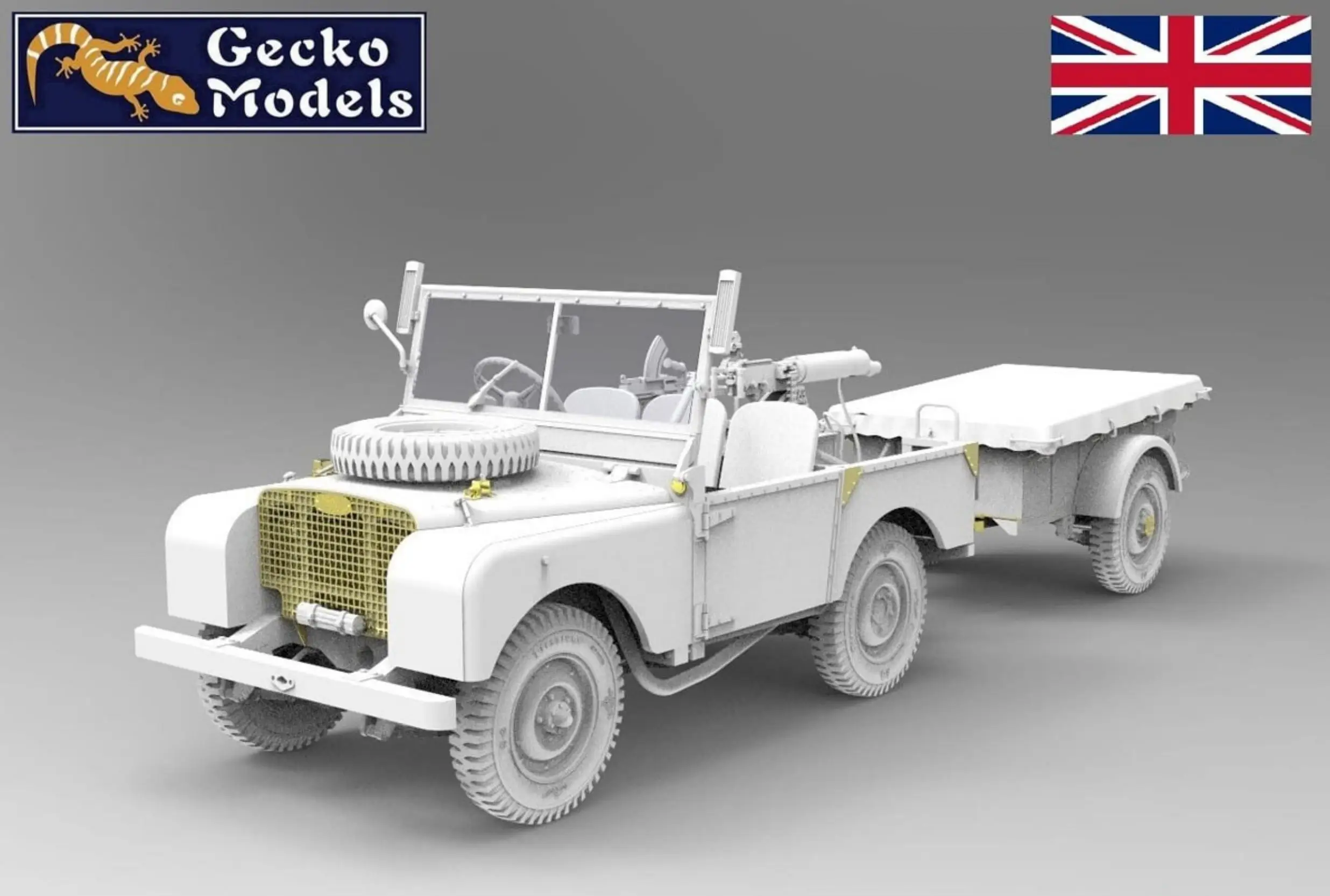 Gecko Models 35GM0076 1/35 British Army FV18001 Mark I 4x4 Utility Vehicle Early w/10-cwt Trailer Korean War