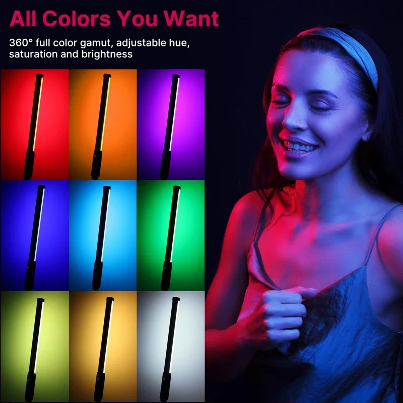 オリジナル Ulanzi VL119 RGB ハンドヘルドライトワンド 2500-9000K 調光可能な軽量 50 センチメートル RGB ライト充電式写真撮影照明
