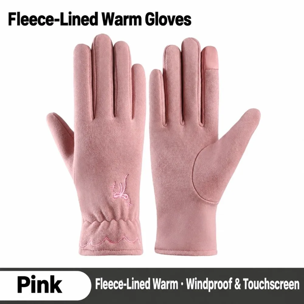 Thickened Warm Touch Screen Gloves Thin Velvet Windproof Cold Proof Windproof Mittens All Finger Cycling Gloves Outdoor