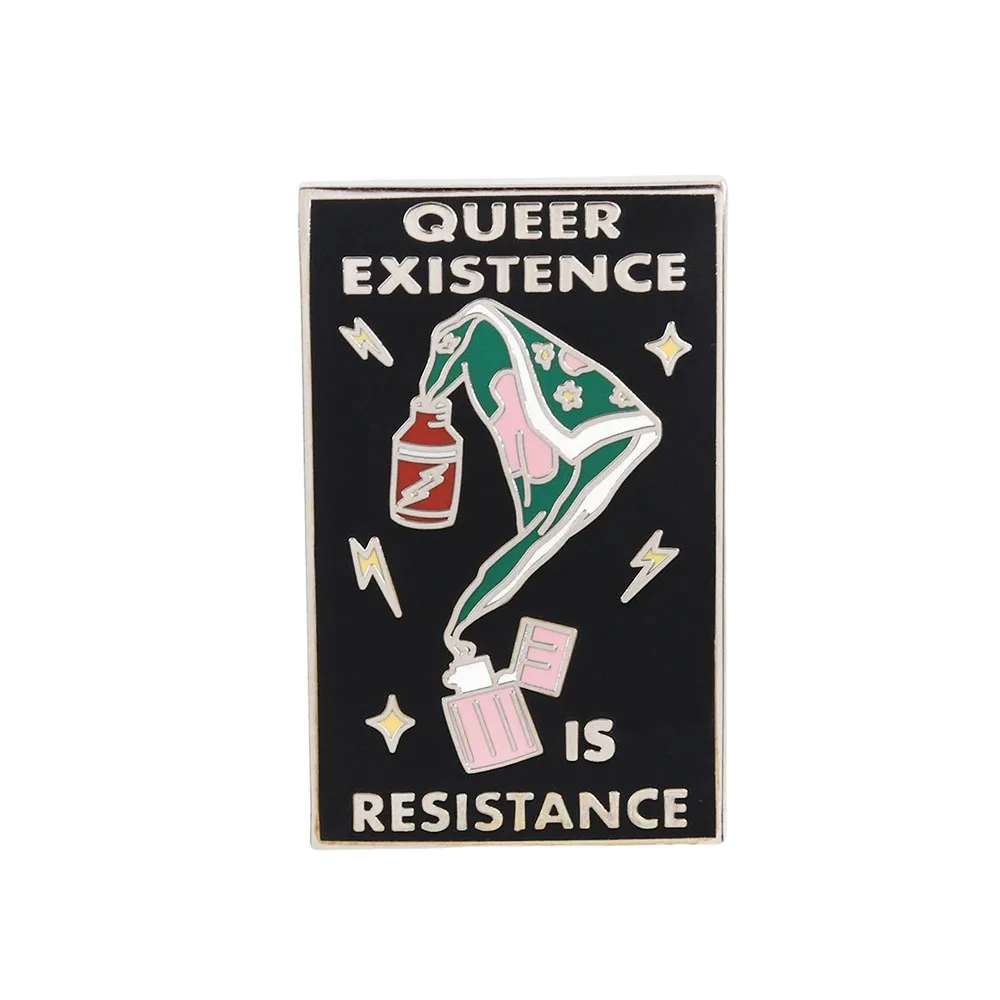 Queer Existence is Resistance Enamel Pin Gay Pride Brooch LGBTQ Bold Statement Gift Jewelry