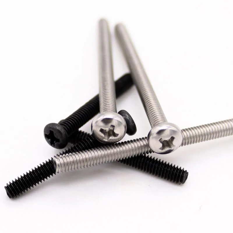 

50X M1 M1.2 M1.4 M1.6 M2 M2.5 M3 M4 Mini Micro Small Light Black A2 304 Stainless Steel Cross Phillips Pan Head Screw Round Bolt