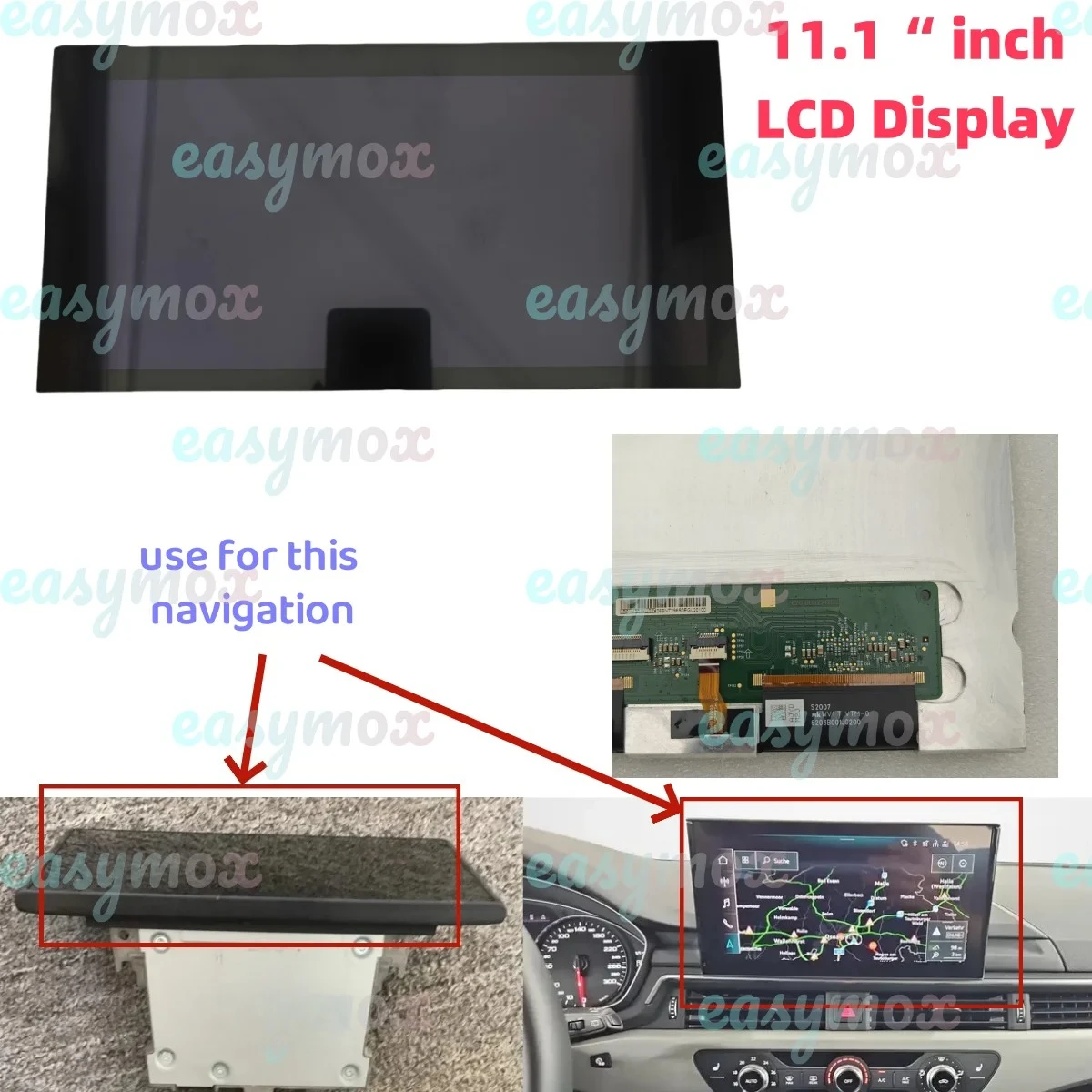 

11,1-дюймовый ЖК-дисплей с сенсорной панелью для Audi A4 A5 2021 2022 2023 8W0919619 8W0919620 Экран монитора с информацией в центре