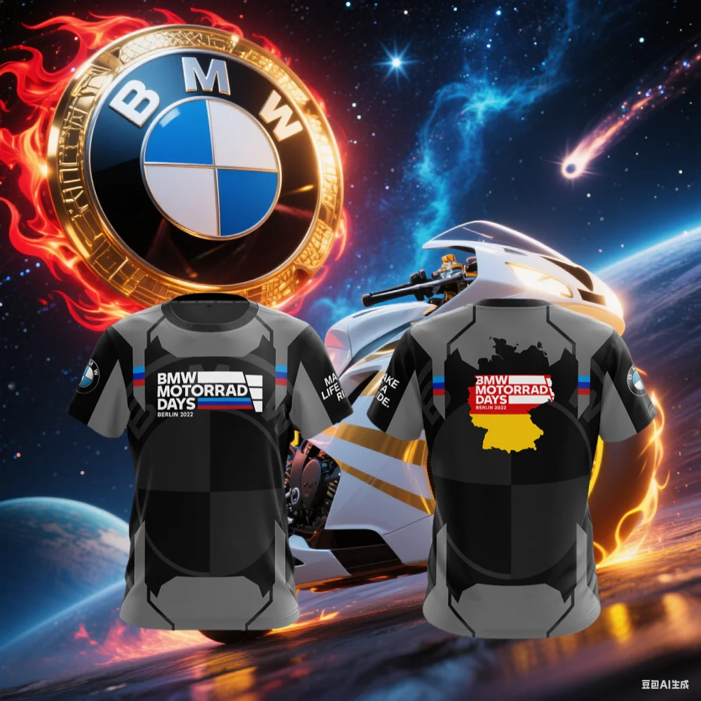 

Racing BMW Motorcycle T-shirt Men's T-shirt BMW Fashion Print T-shirt Summer Sweat-absorbing Breathable Quick-drying T-shirt