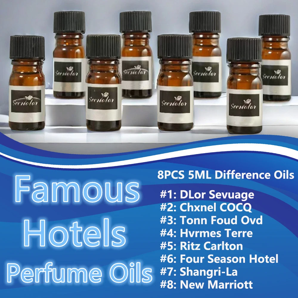 Różne zapachowe olejki 8 sztuk 5ML luksusowe próbki olejków eterycznych zestawy Shangri-La Marriott Ritz Carlton cztery pory roku perfumy do pokoju
