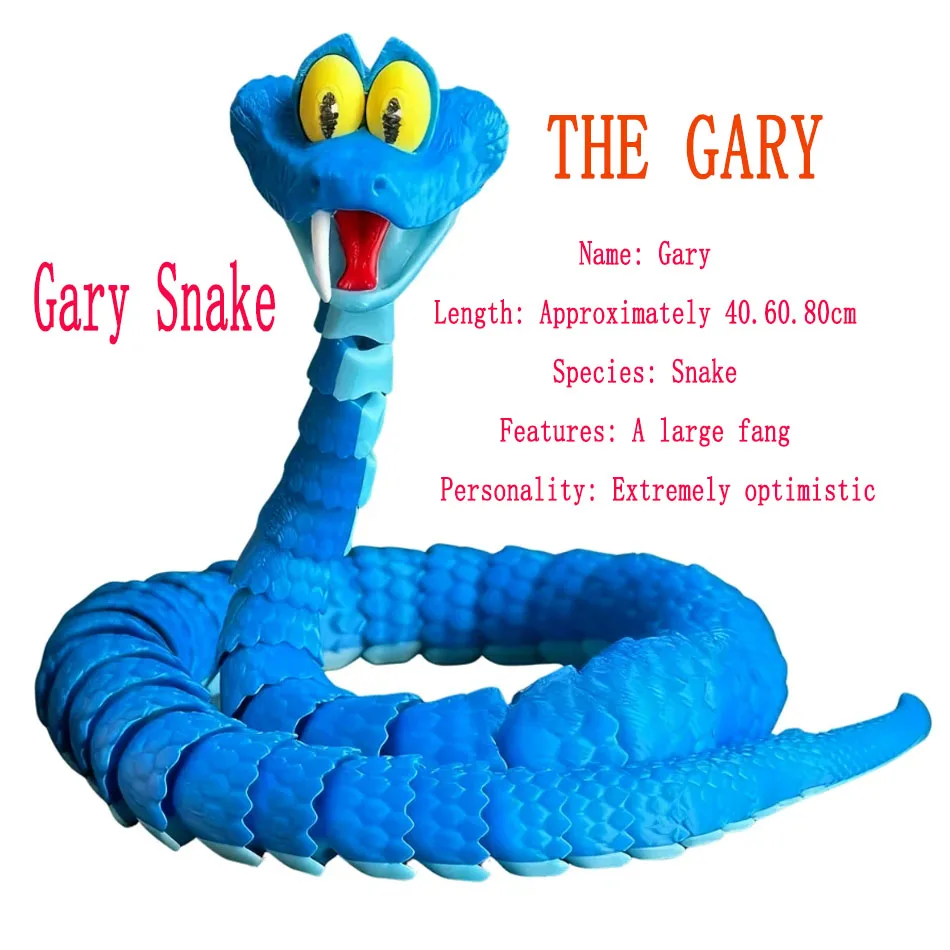 

60 см Гэри Змея: Disney Zootopia 2 Шарнирная игрушка-симулятор Змея, 3D-печатная змея Гэри Модель Игрушки для снятия стресса Подарок ребенку