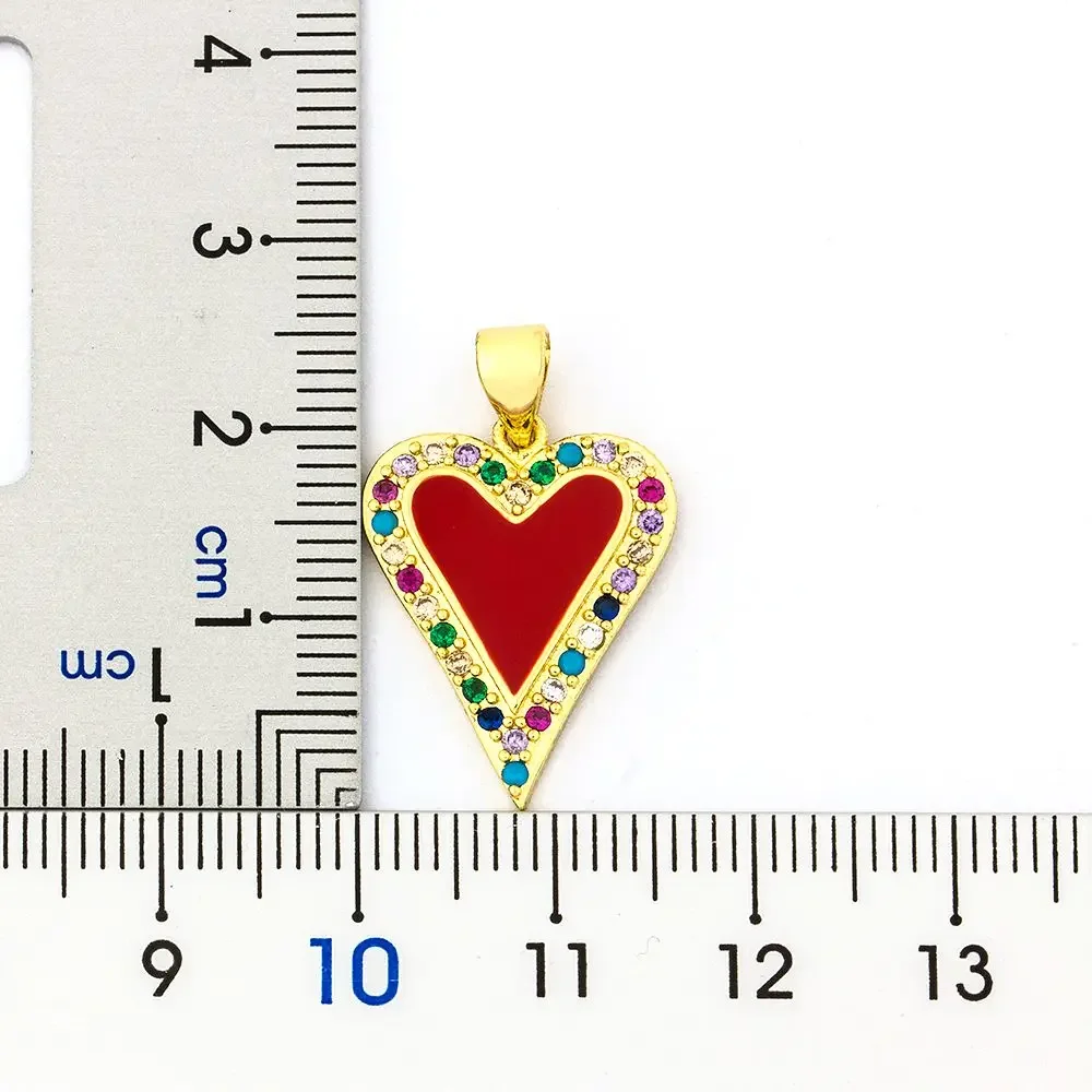 Nidin Romantic Heart Pendant Necklaces Women Men Hip Hop Jewelry Red/Black/White Color Include Chain Rhinestone Necklace Gifts