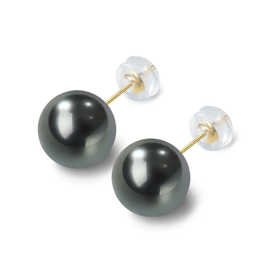 

Perfect Tahiti Black AAAA 8-9mm True Pearl Earrings 18k/AU750 Gold Earrings