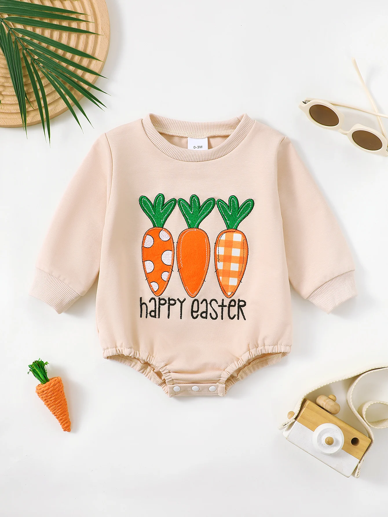 الجزرة المطرزة طويلة الأكمام رومبير ربيع الخريف الرضع طفل ملابس الطفل ارتداءها الاطفال الزي