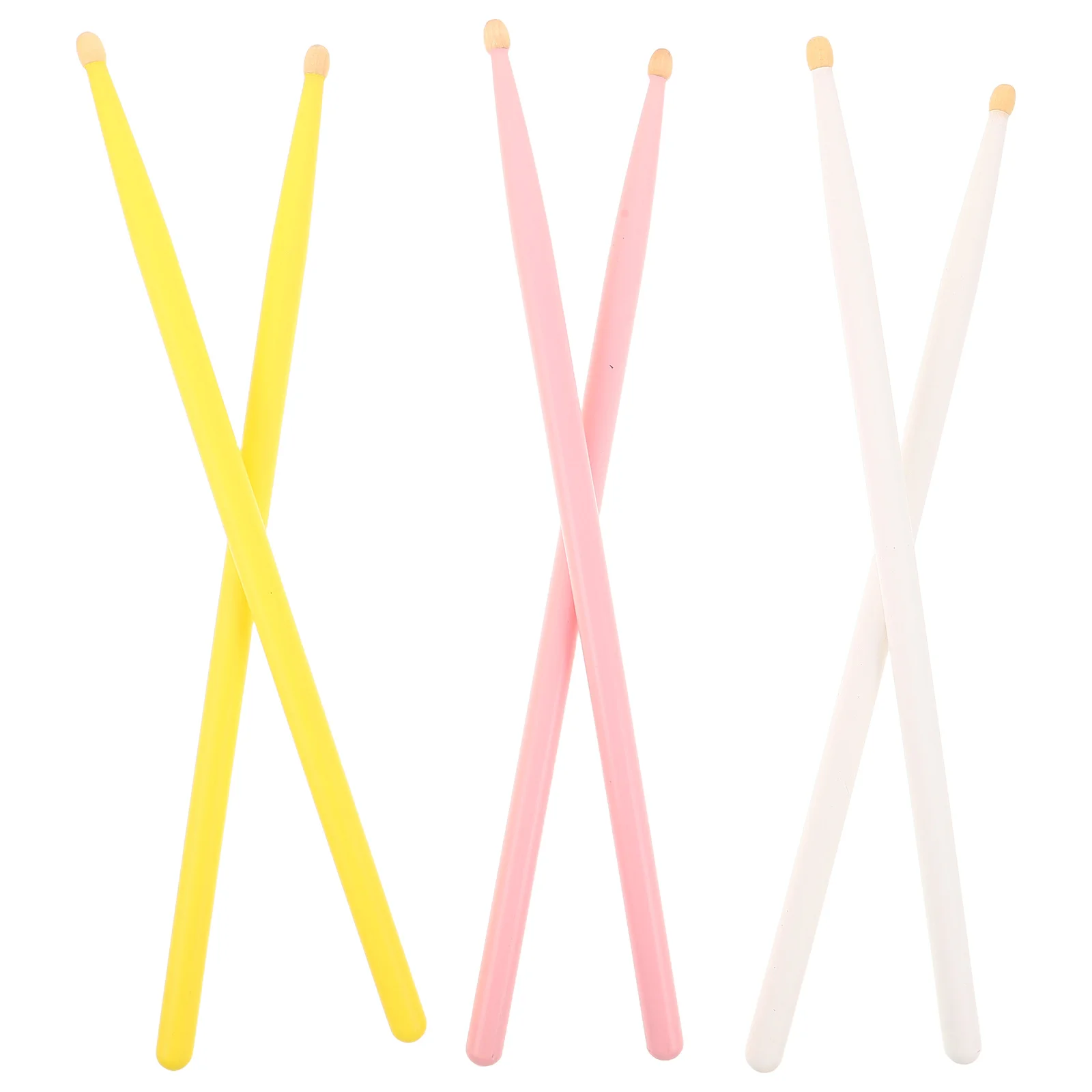 

3Pairs Maple Drumstick Set Vibrant Colored Wood Sticks 5A Standard Size for Student Drummers Comfort Grip Drumming Practice