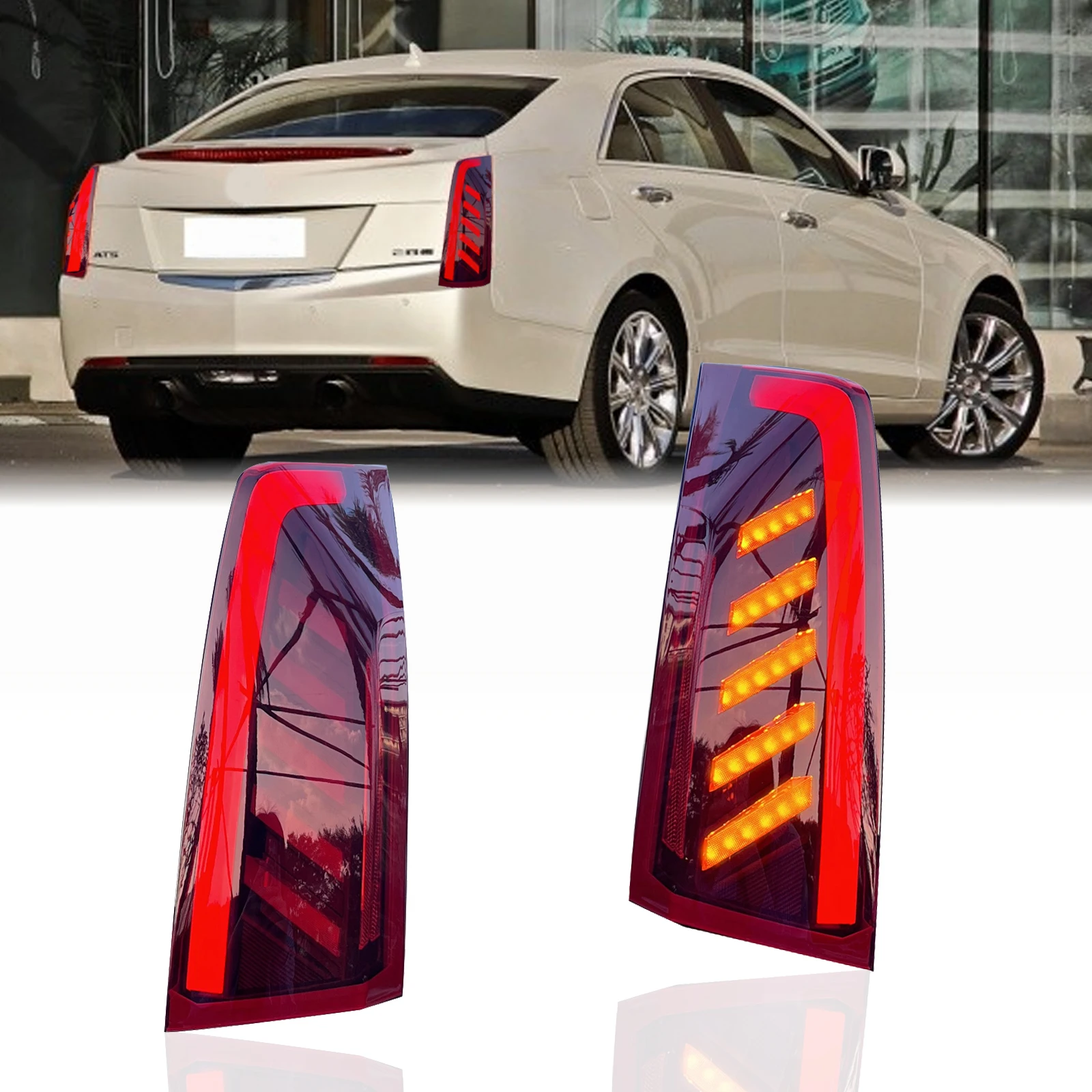 

LED Tail Lights for Cadillac ATS/ATS-L 2014-2017 - Sequential Signals, Black Housing, Plug & Play