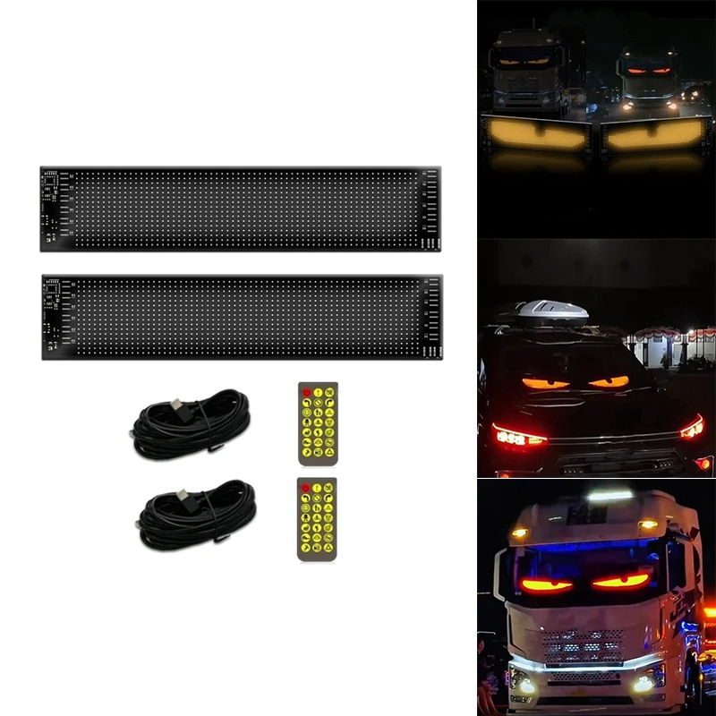 Truck LED Eyes Light, Colorful Eye Lamp Soft Screen For Car Windows, Programmable Flexible LED Screen APP Remote