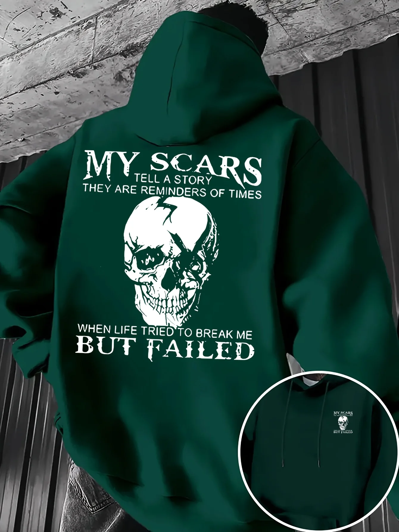 Herren-Sweatshirt mit Totenkopfmuster, Herbst/Winter, Street Fashion, Fleece, lockerer Schnitt, mit Kapuze, geeignet für Outdoor-Aktivitäten und den täglichen Weg zur Arbeit – Detail 5
