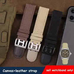 Canvas watchband for Hamilton khaki /aviation/ field outdoor sports nylon+cowhide strap 20mm 22mm black/khaki/brown