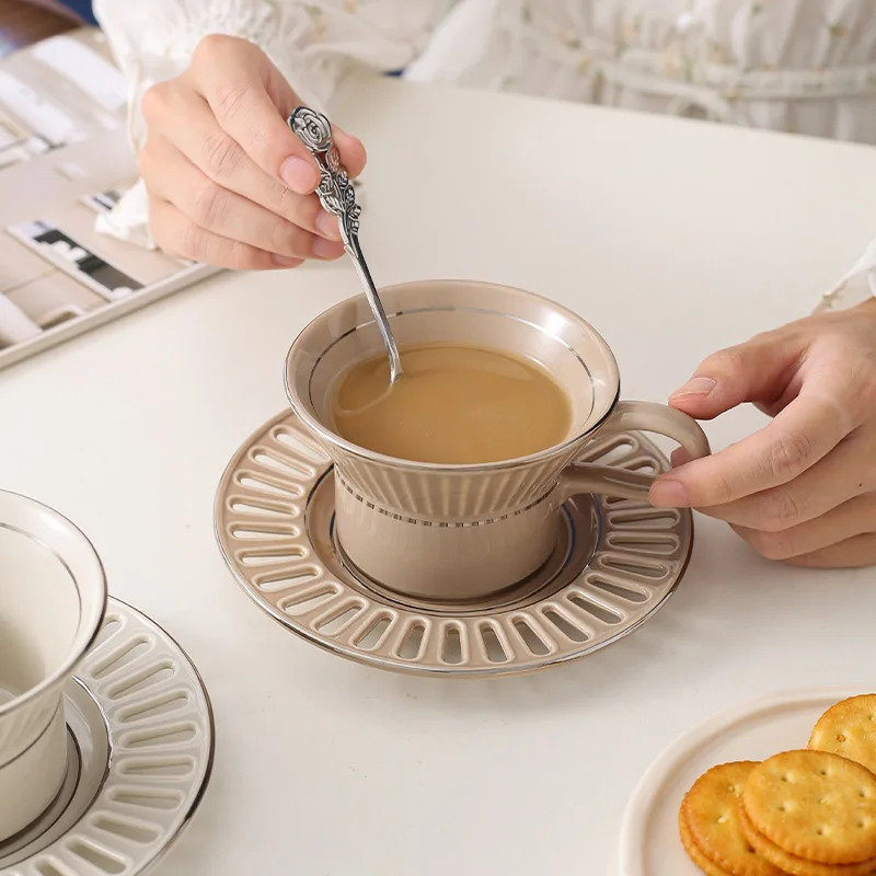 Luxury Ceramic Coffee Cup Dish Nordic Home Makeup Coffee Cup Set High Beauty Afternoon Tea Cup Water Cup view 2