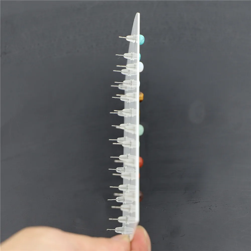 Trendy Geometric 6mm Round Mixed Color Natural Stone Stud Earrings New Design For Women Fashion Cute Small Wholesale 12Pair