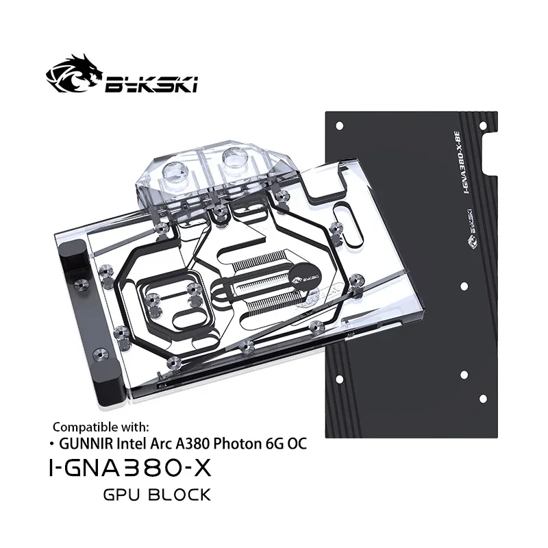 Bykski I-GNA380-X Graphics Card Water Block Use For GUNNIR Intel Arc A380 Photon 6G GPU Cooling,Copper VGA Cooler I-GNA380-X