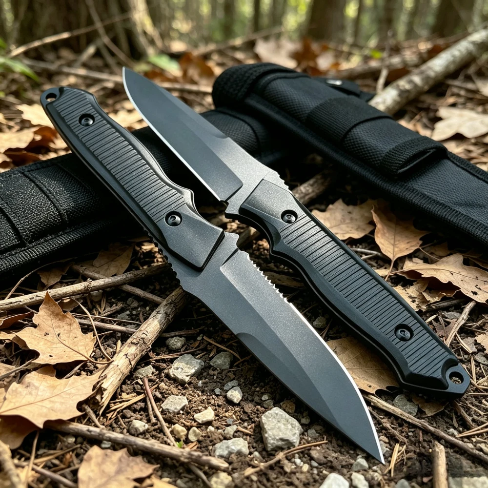 Dive Knife Titanium - 140BK 아웃도어 톱니형/풀 블레이드 직선 나이프